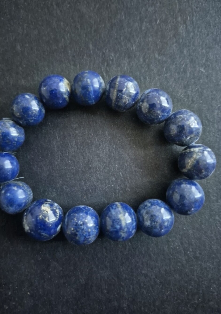 Lapis Lazuli Beaded Stretch Bracelet - Deep Blue Large Size